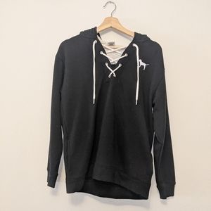 Victorias Secret PINK Logo Pull Over Lace Hoodie